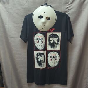Friday the 13th, Jason Voorhees Hockey Masks Tee, with mask men’s Sz S